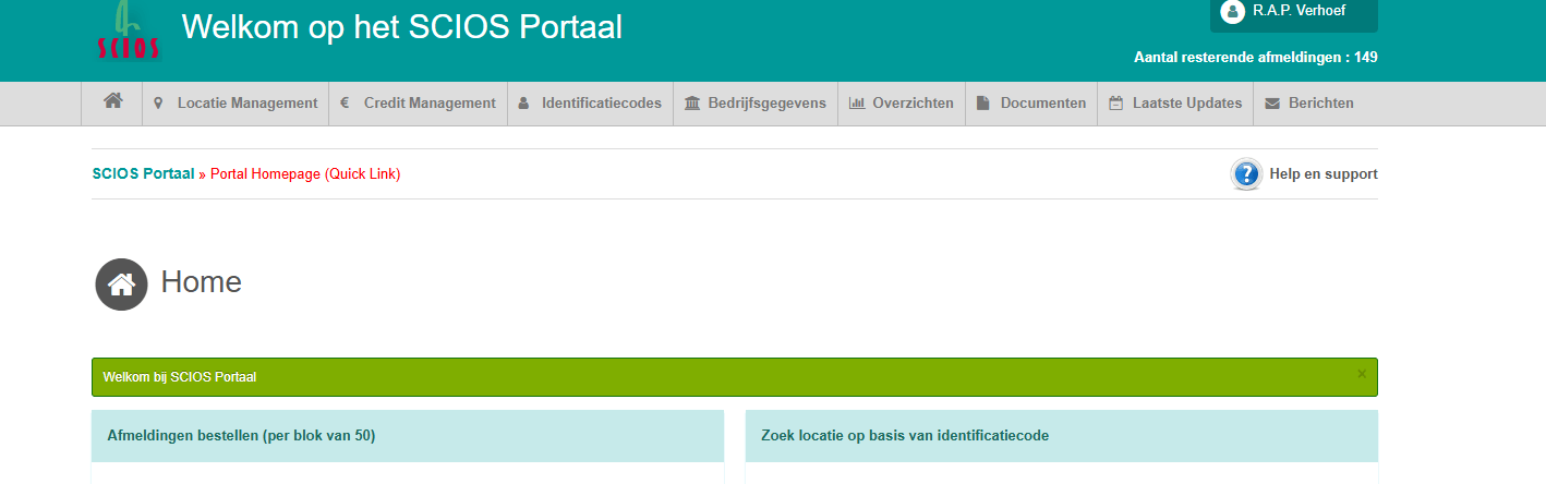 Scios Scope 12: Afmelding in het Scios portaal